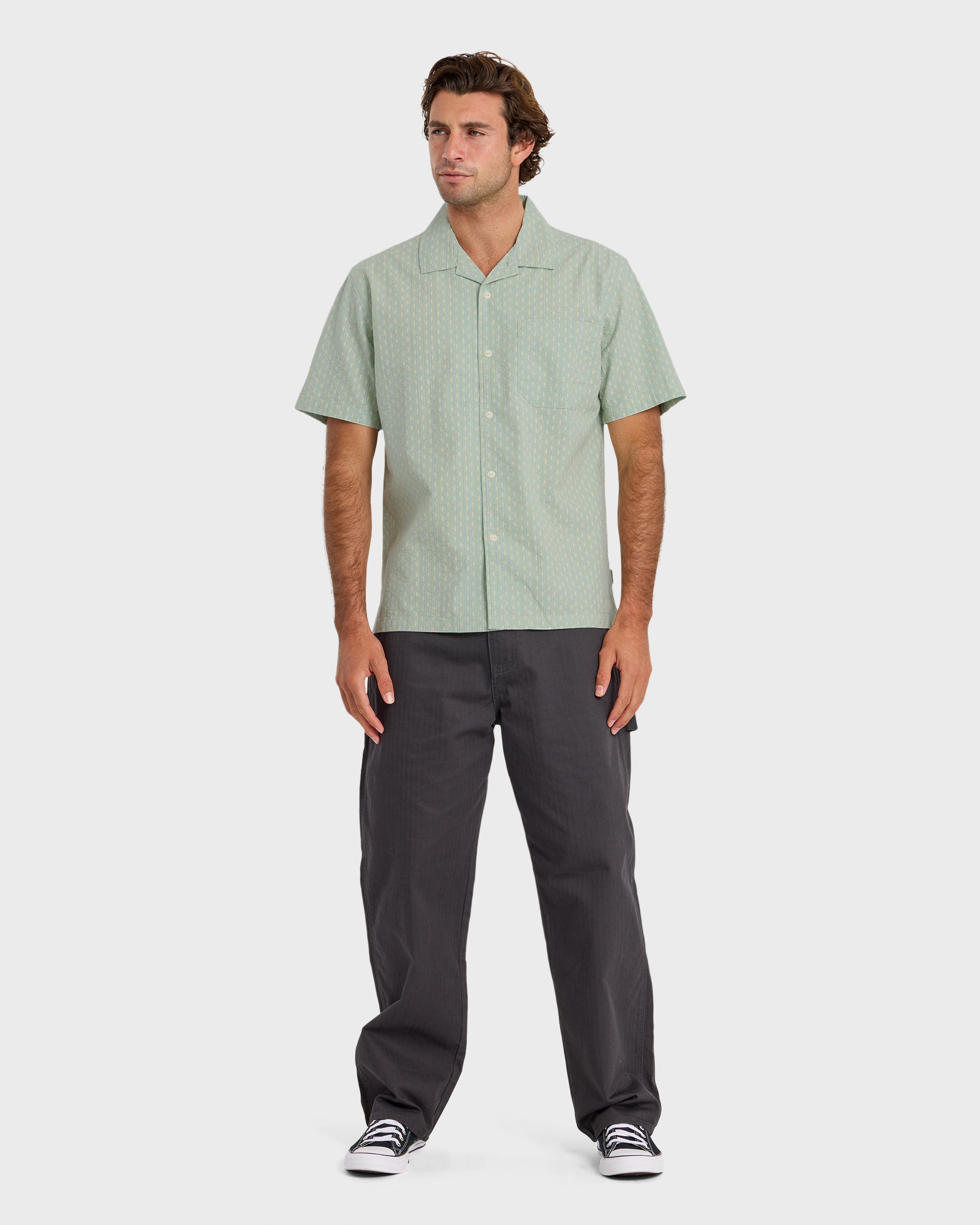 Horizons Casual Seersucker Short Sleeve Shirt - Blue Haze - Image 3