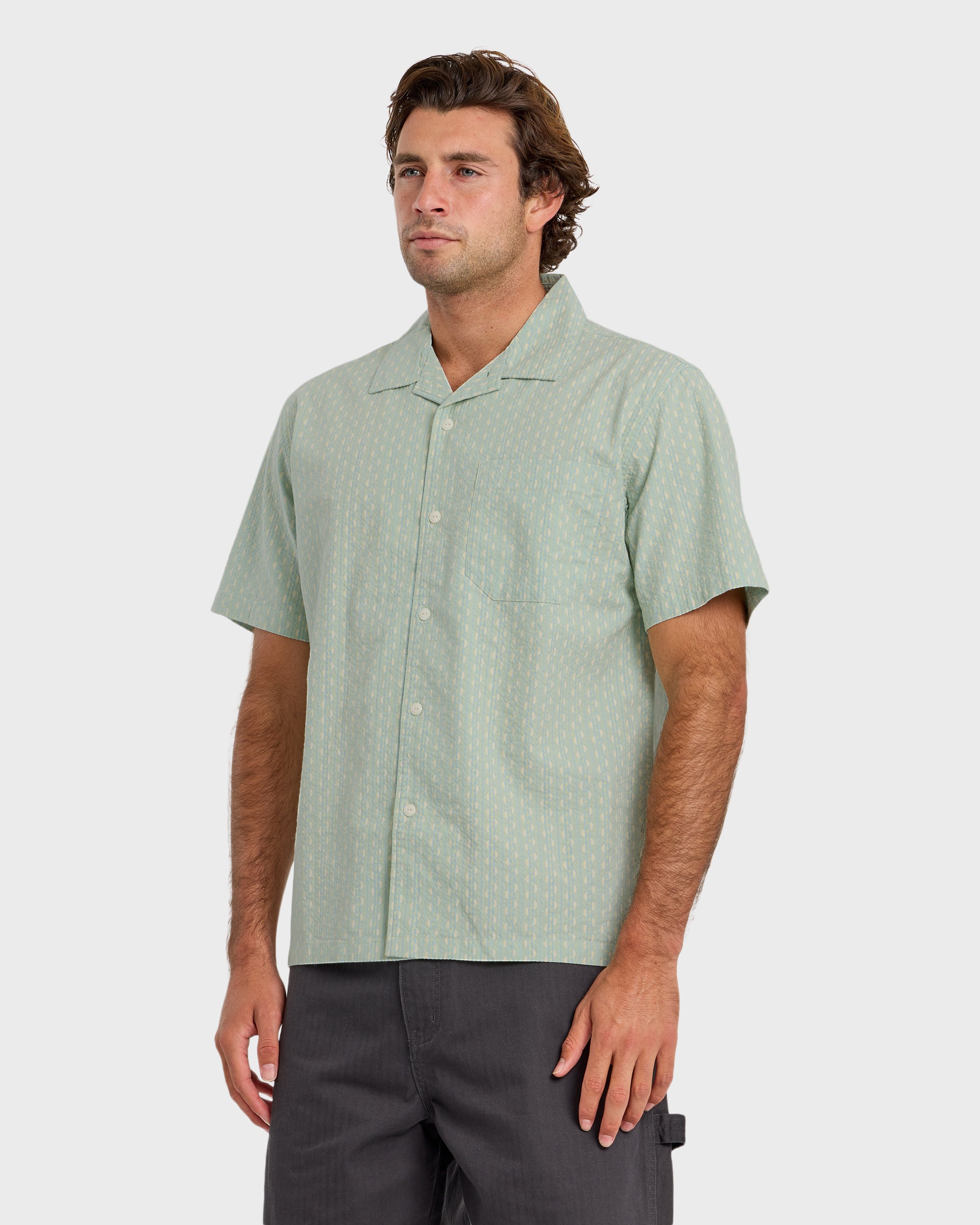 Horizons Casual Seersucker Short Sleeve Shirt - Blue Haze - Image 4