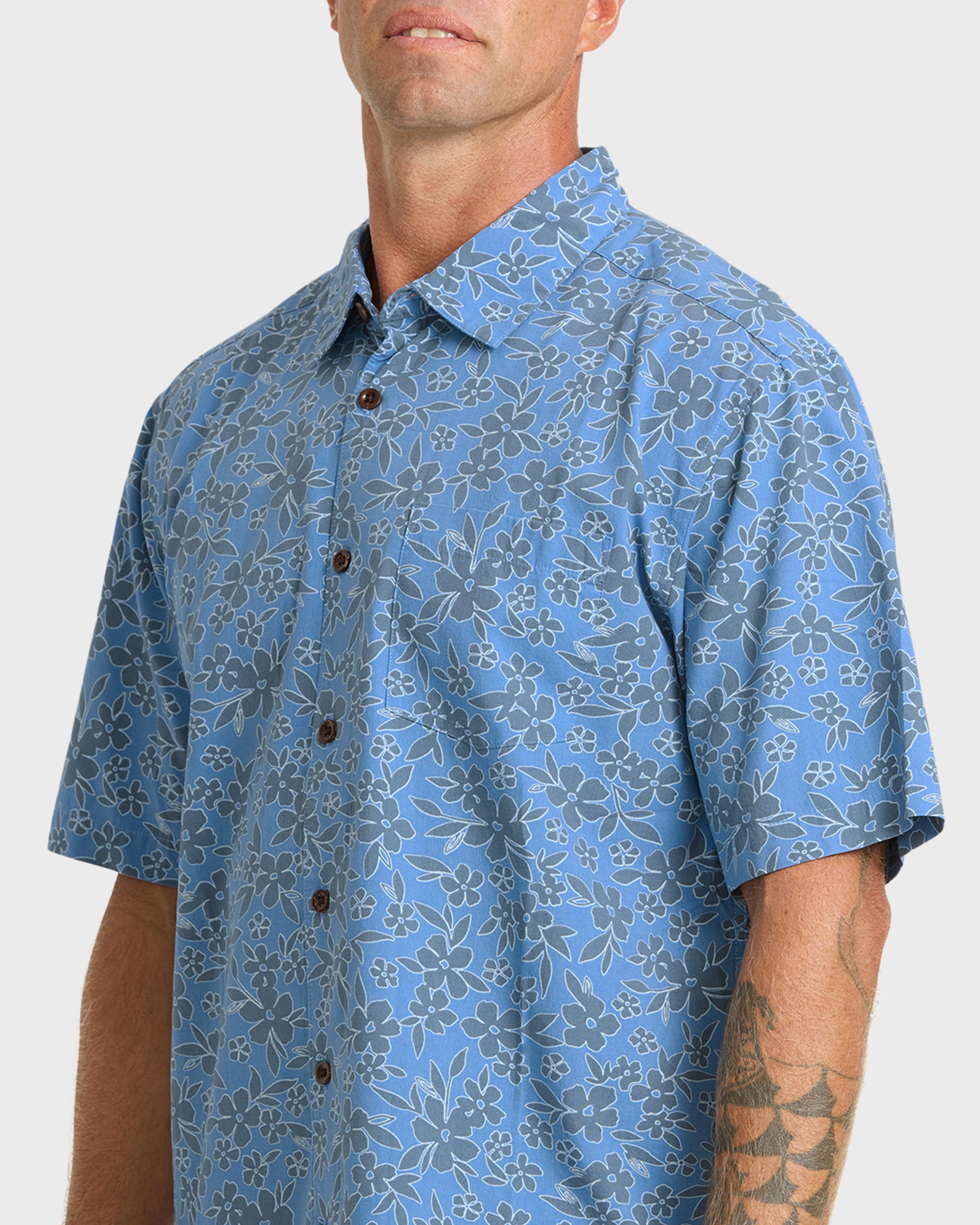 Waterman Flower Field Short Sleeve Shirt - Blue Shadow - Image 5