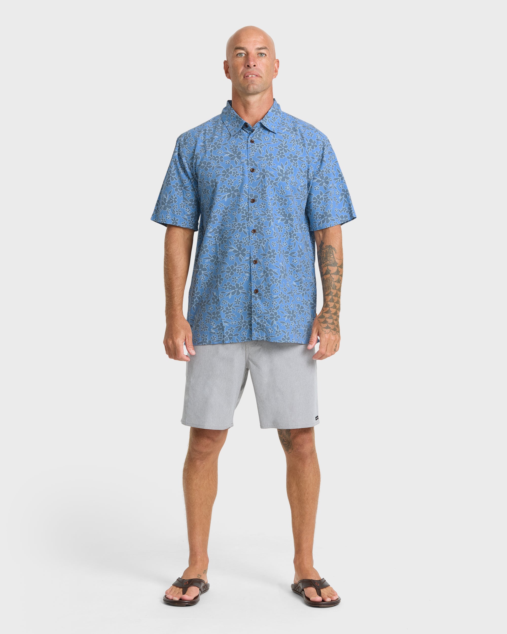 Waterman Flower Field Short Sleeve Shirt - Blue Shadow - Image 3