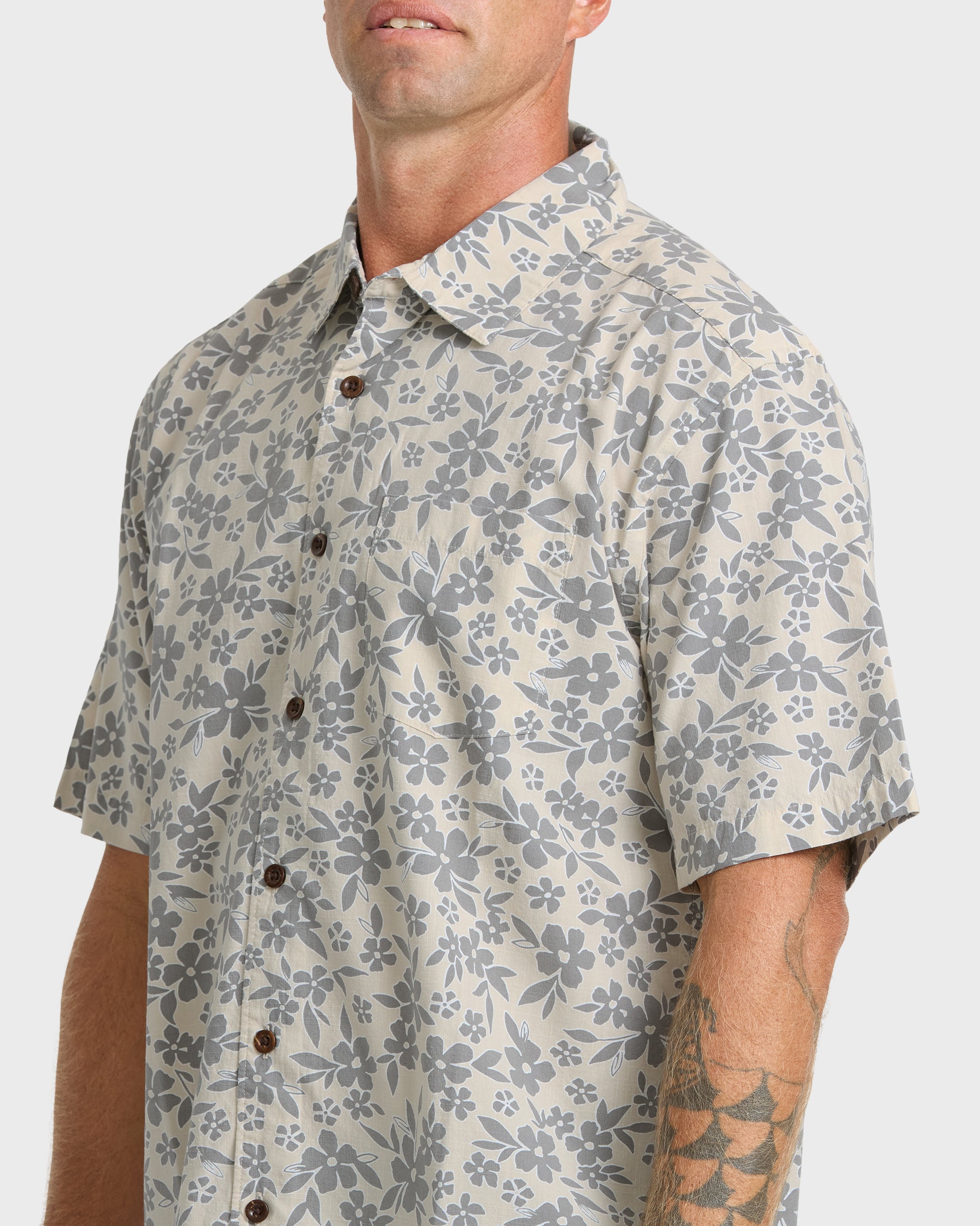 Waterman Flower Field Short Sleeve Shirt - Moonbeam - Image 5