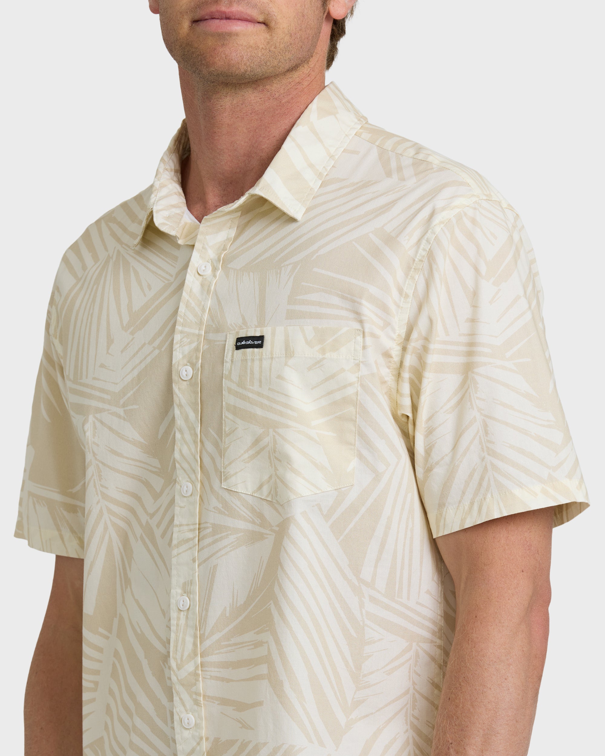 Aruba Palm Classic Stretch Short Sleeve Shirt - Snow White - Image 5