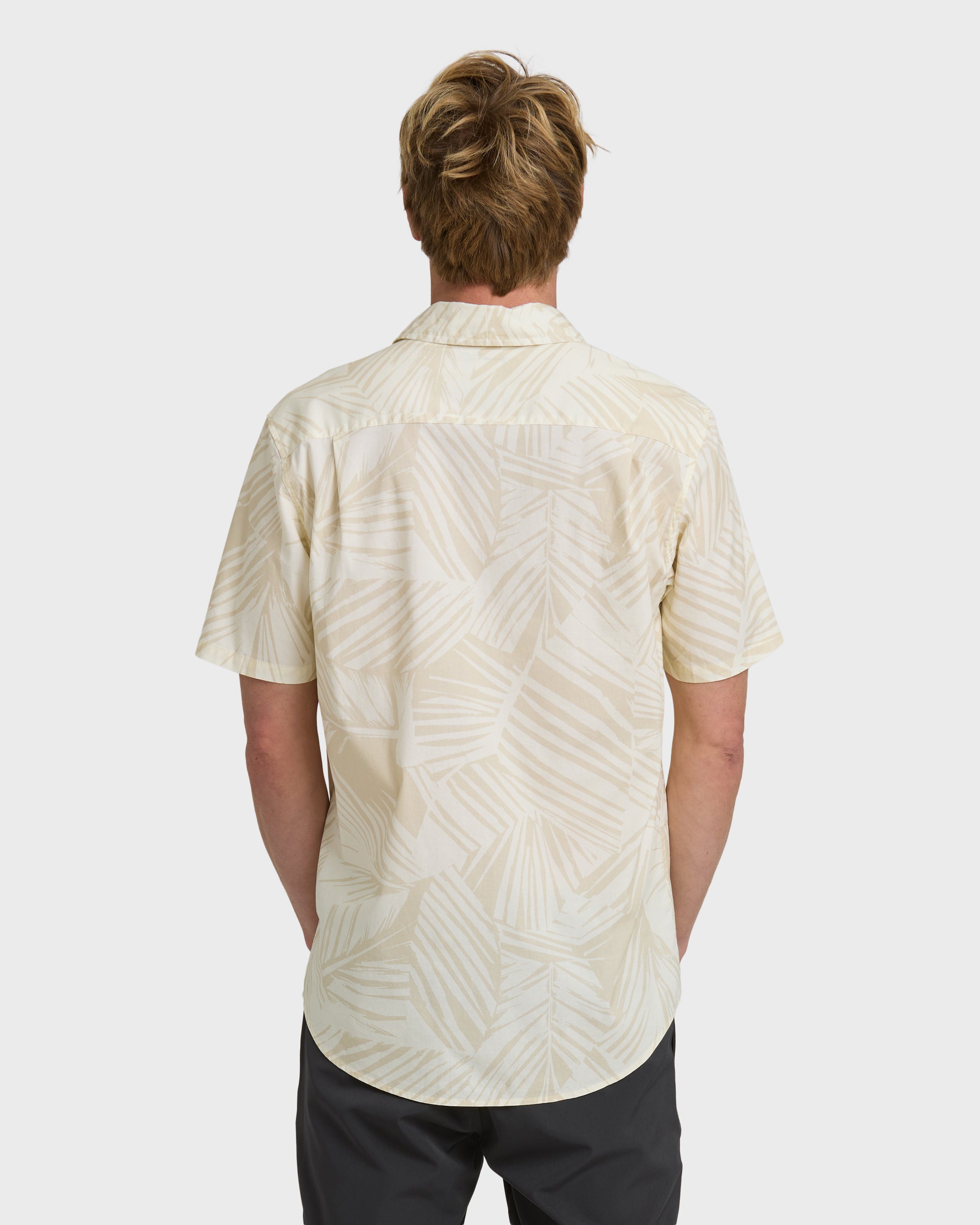 Aruba Palm Classic Stretch Short Sleeve Shirt - Snow White - Image 2