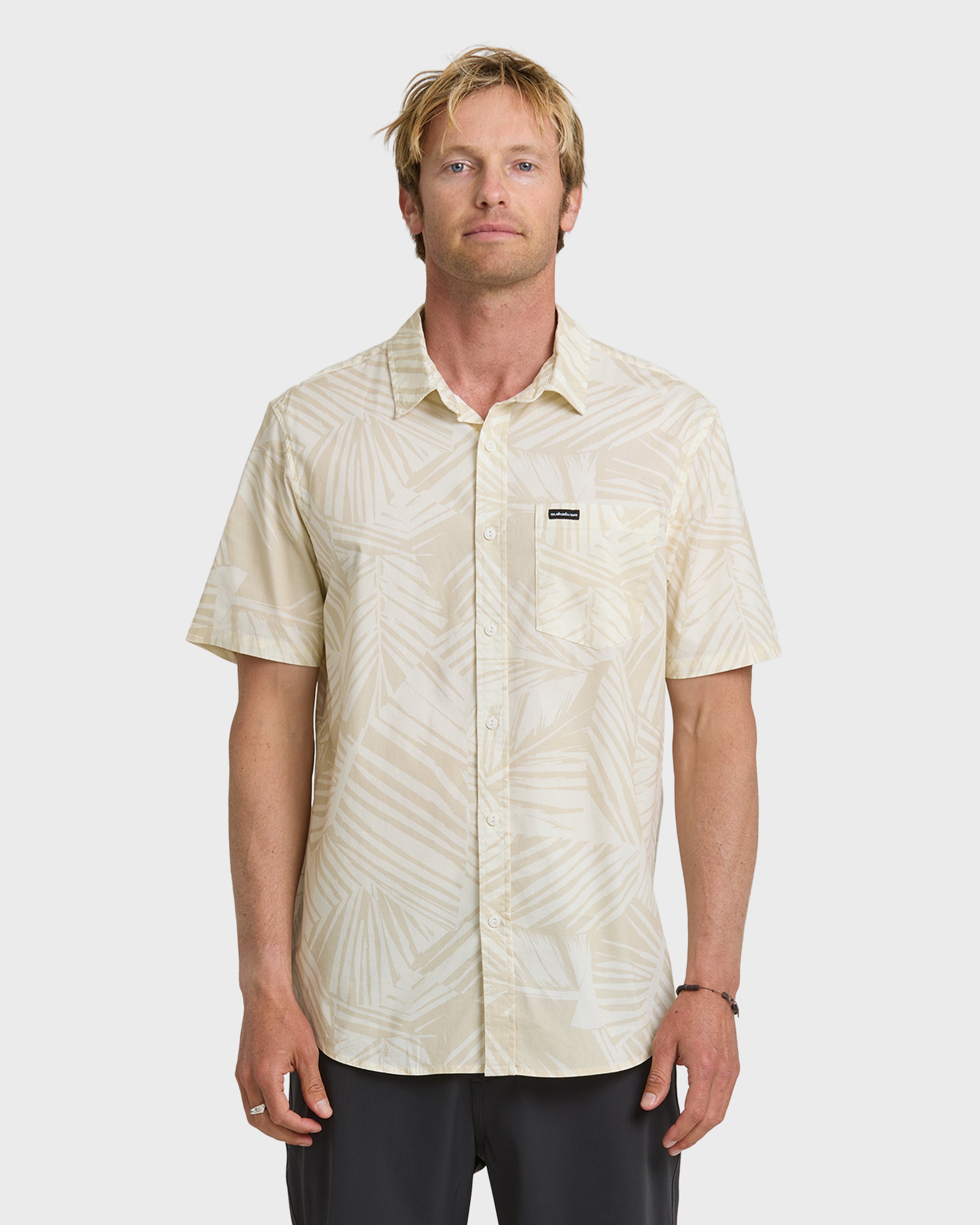 Aruba Palm Classic Stretch Short Sleeve Shirt - Snow White