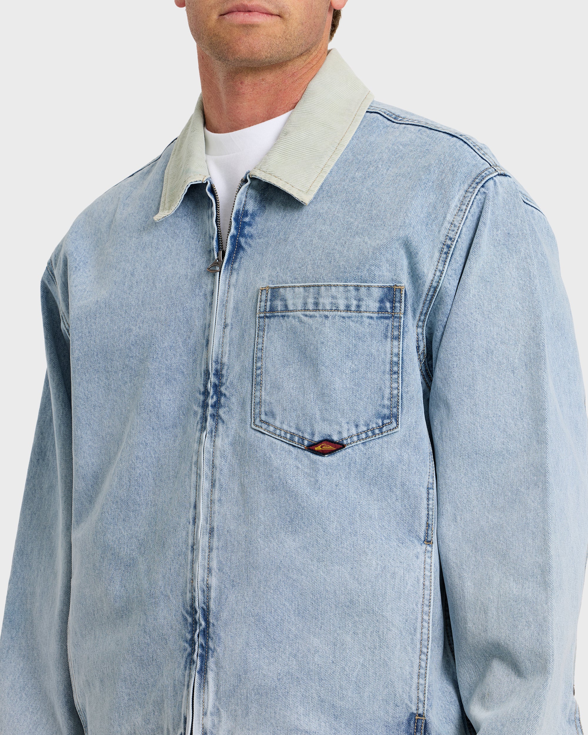 Surf Harrington Denim Jacket - Light Indigo - Image 5