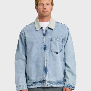 Surf Harrington Denim Jacket - Light Indigo