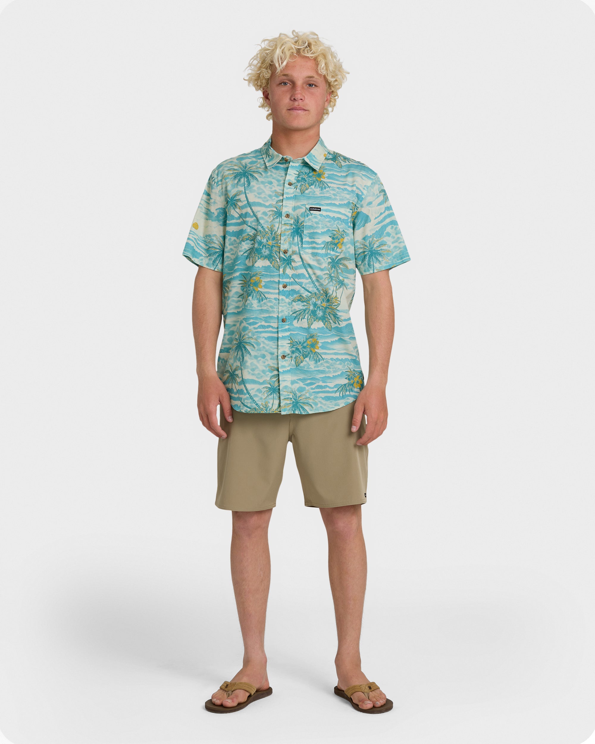 Sundown Stretch Classic Short Sleeve Shirt - Aqua - Image 3