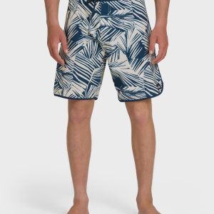 Aruba Palm Scallop 19 Boardshorts - Dark Denim