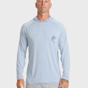 Waterman Marley Hooded Long Sleeve UPF 50 Surf Shirt - Skyway
