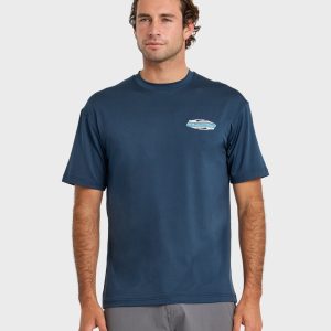 Everyday Graphic UPF 50 Hooded Short Sleeve Surf Shirt - Dark Denim