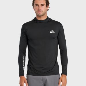 Everyday Hooded UPF 50 Long Sleeve Surf Shirt - Black
