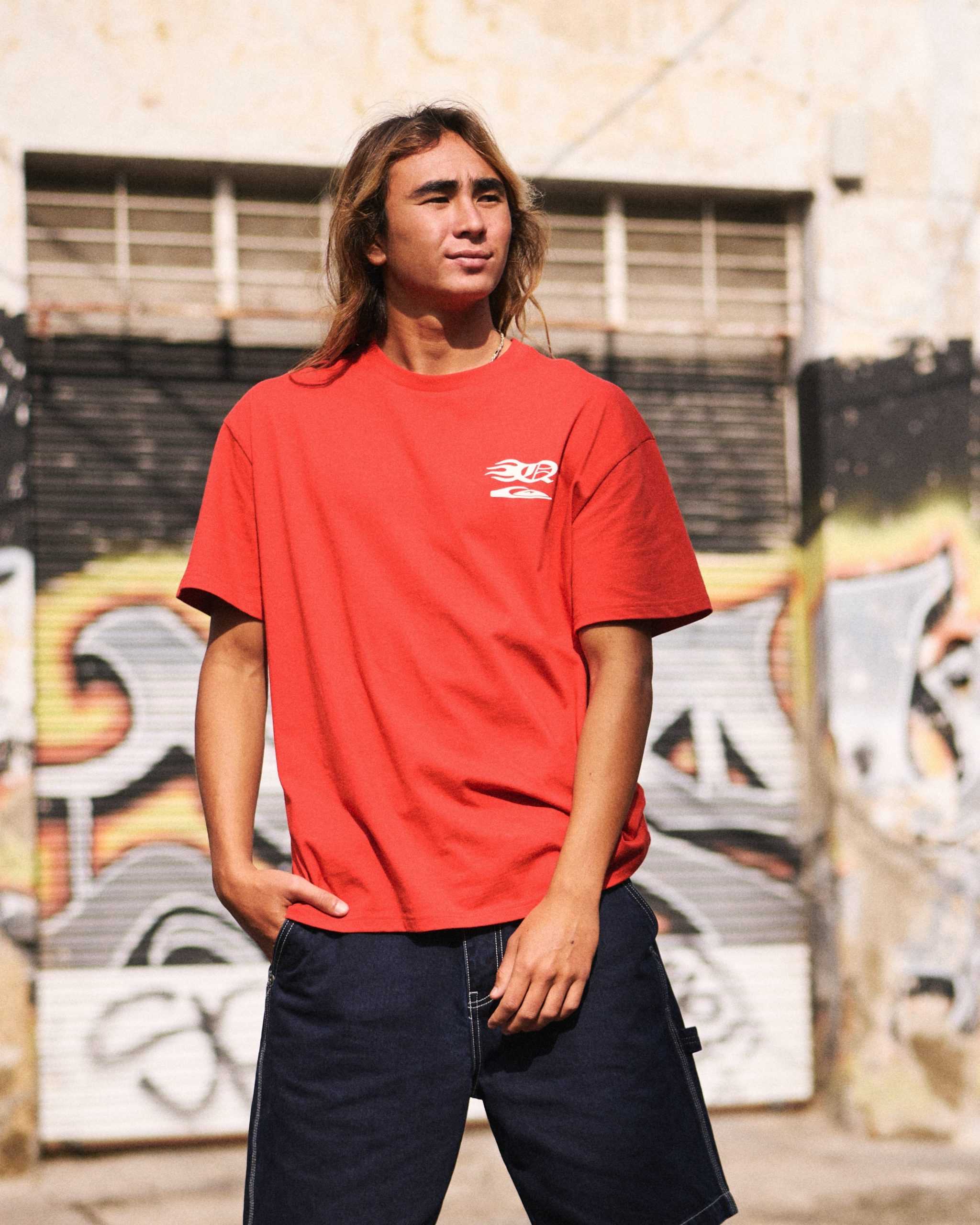 Stacked Mercury Oversized Heavyweight Short Sleeve T-Shirt - Salsa - Image 2