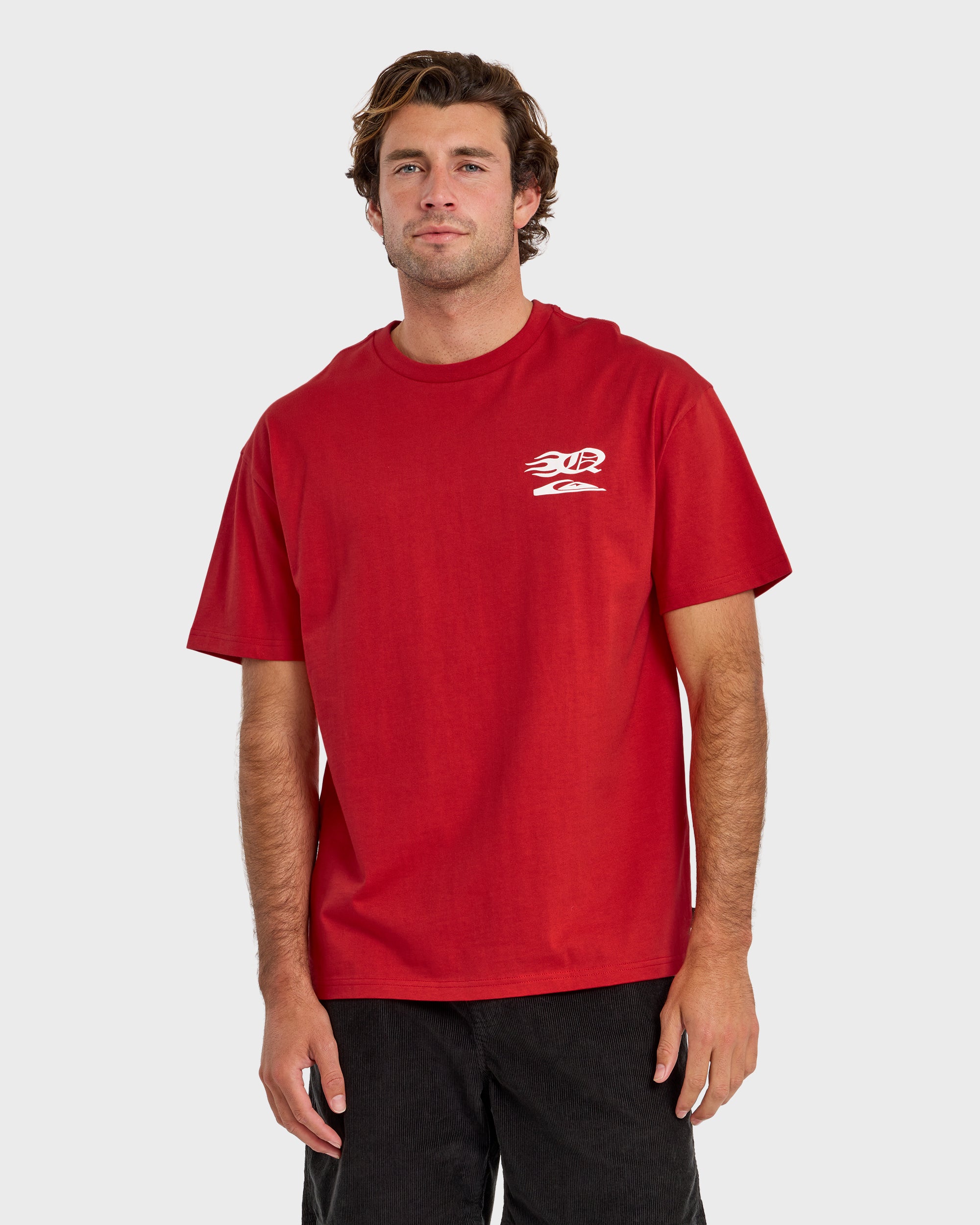 Stacked Mercury Oversized Heavyweight Short Sleeve T-Shirt - Salsa - Image 3