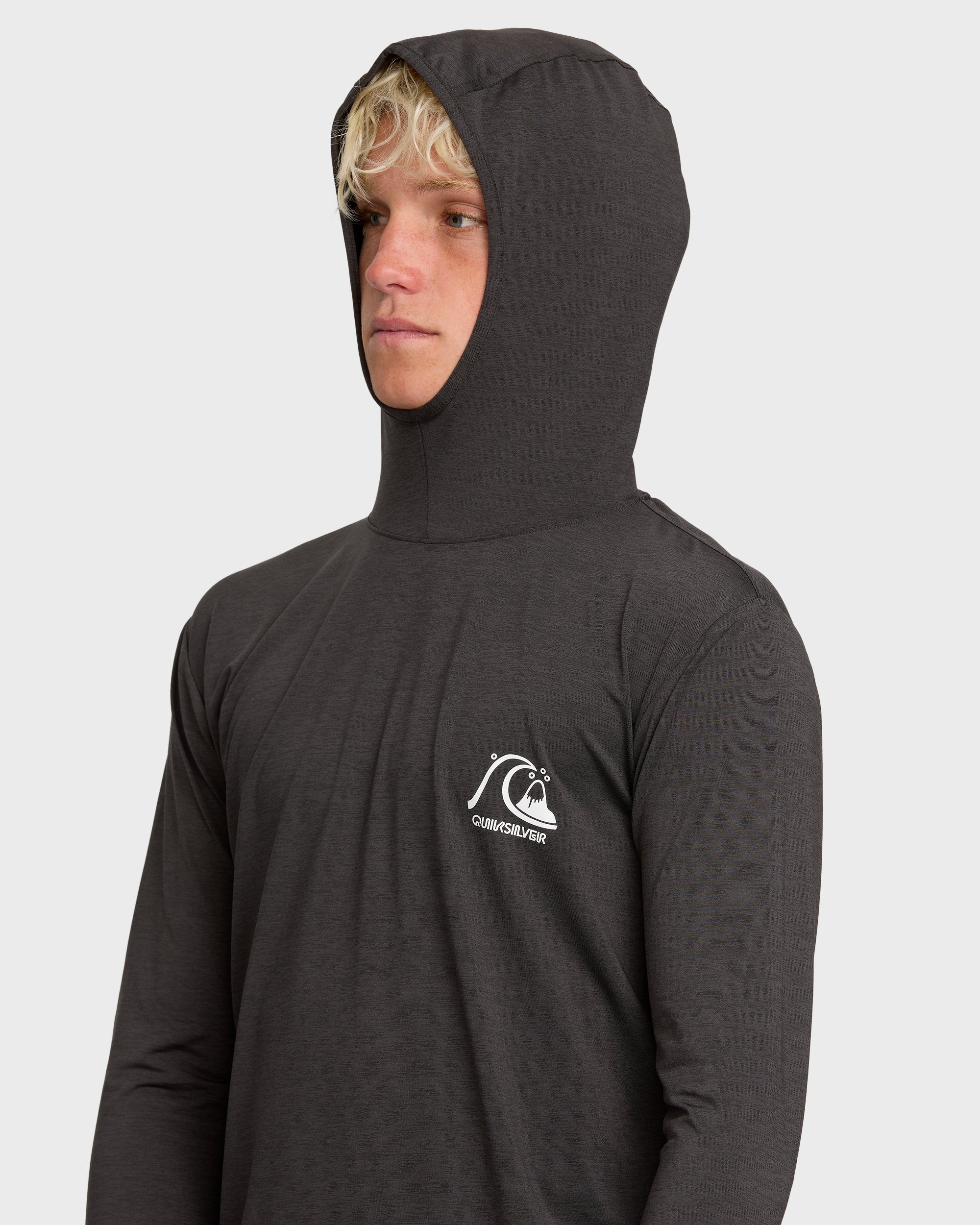 DNA Logo Surf Hood Long Sleeve Surf Tee - Phantom Heather - Image 5