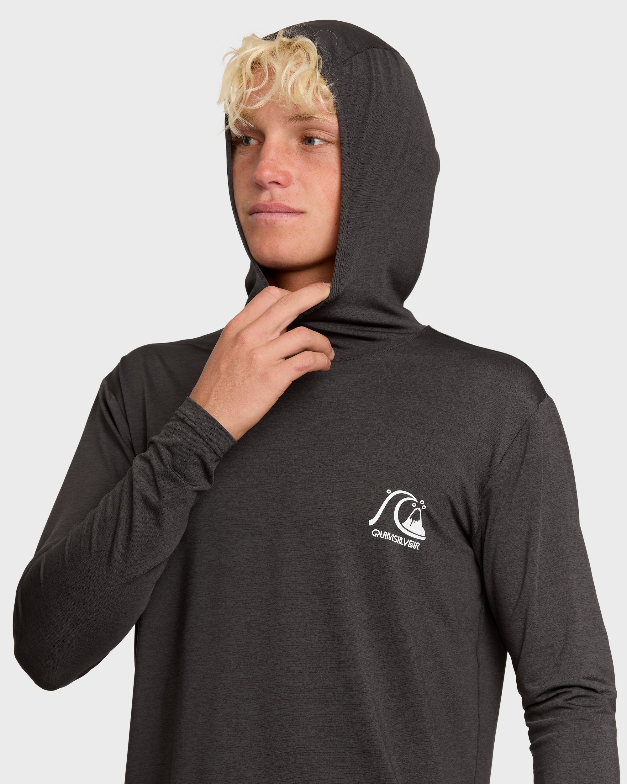 DNA Logo Surf Hood Long Sleeve Surf Tee - Phantom Heather - Image 6