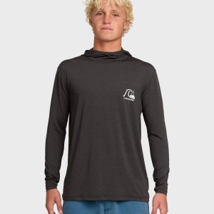 DNA Logo Surf Hood Long Sleeve Surf Tee - Phantom Heather