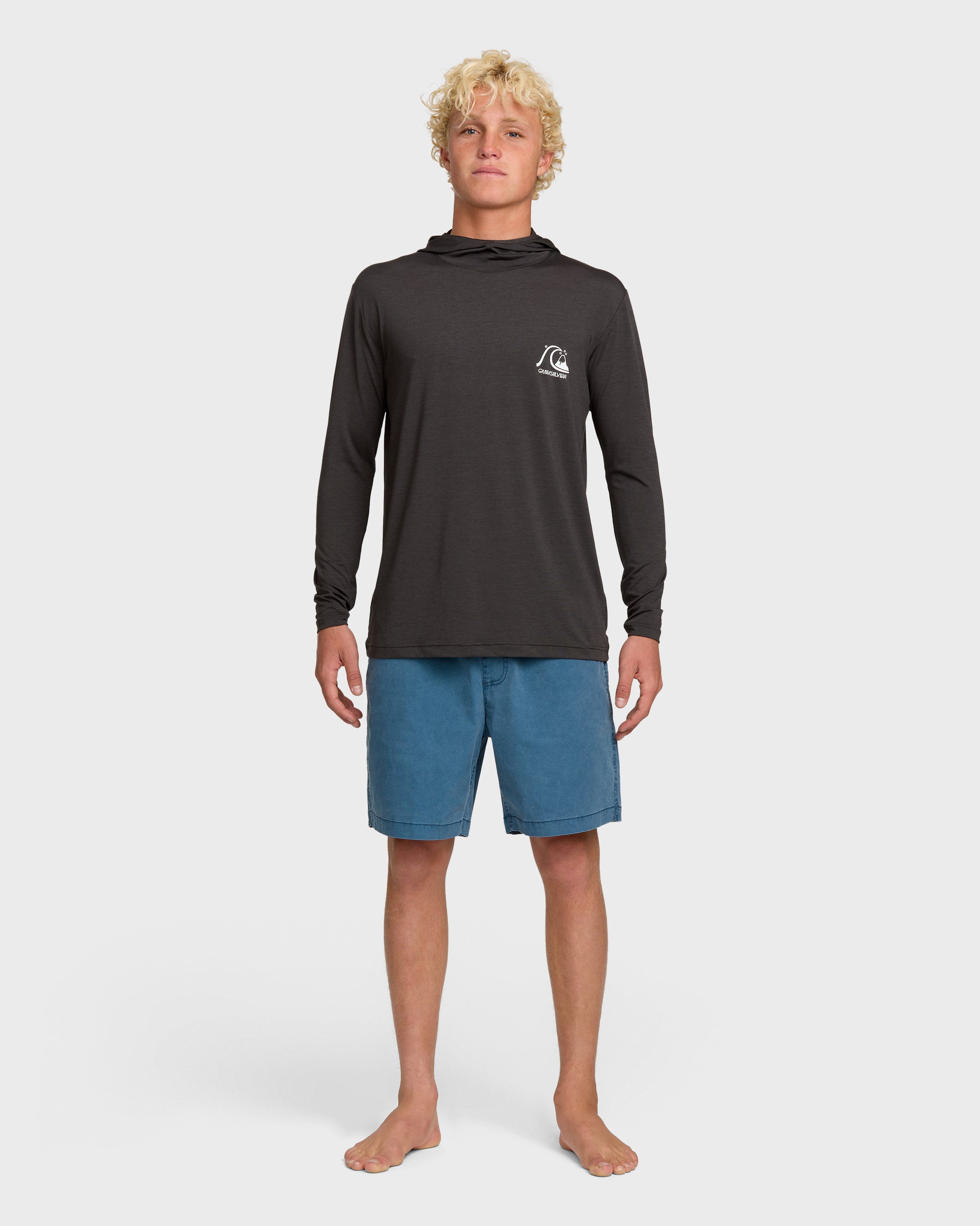 DNA Logo Surf Hood Long Sleeve Surf Tee - Phantom Heather - Image 3