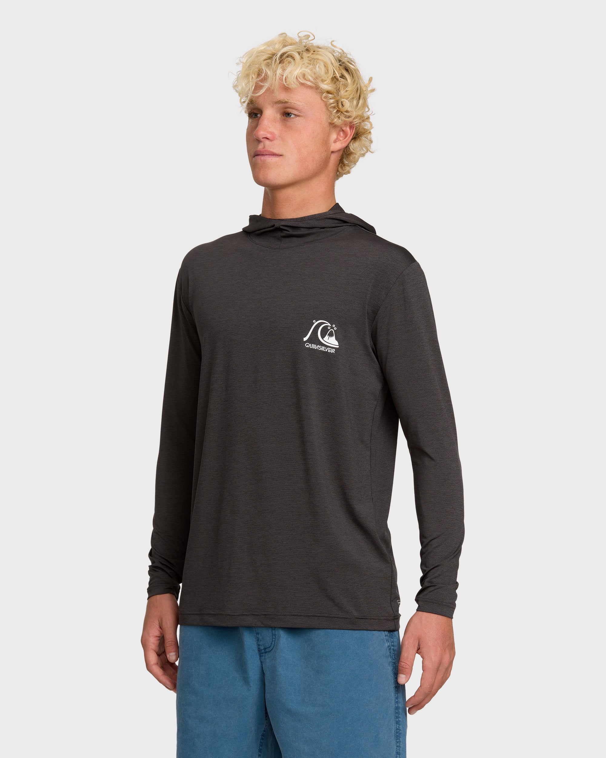 DNA Logo Surf Hood Long Sleeve Surf Tee - Phantom Heather - Image 4