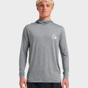 Dna Logo Surf Hood Long Sleeve Surf Tee - Smoked Gray Heather