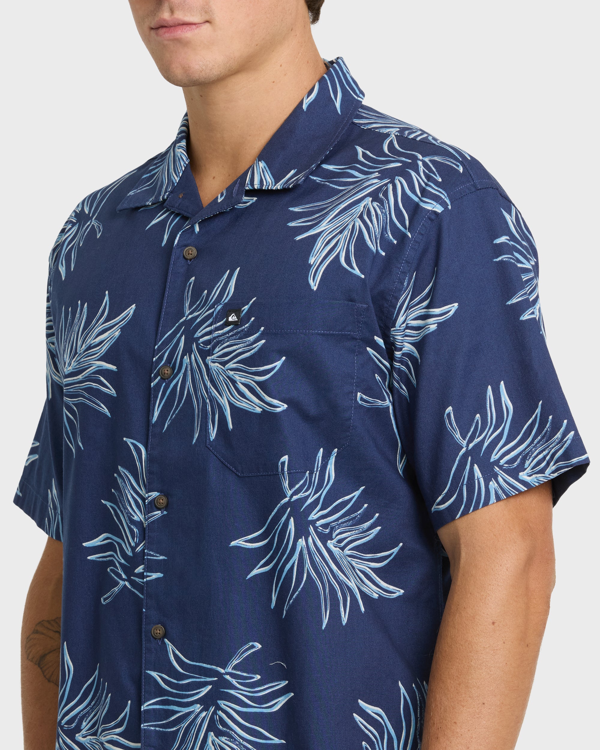 Island Palms Casual Short Sleeve Shirt - Navy - Image 5