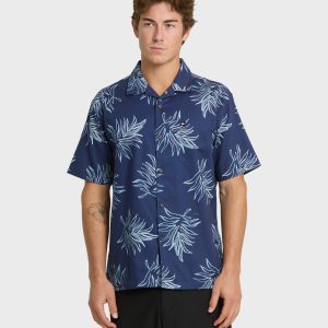 Island Palms Casual Short Sleeve Shirt - Navy