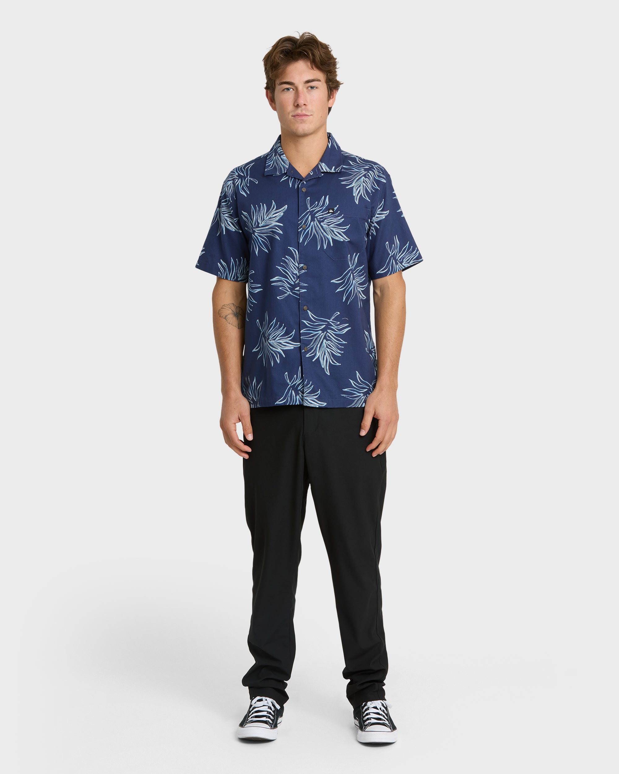 Island Palms Casual Short Sleeve Shirt - Navy - Image 3
