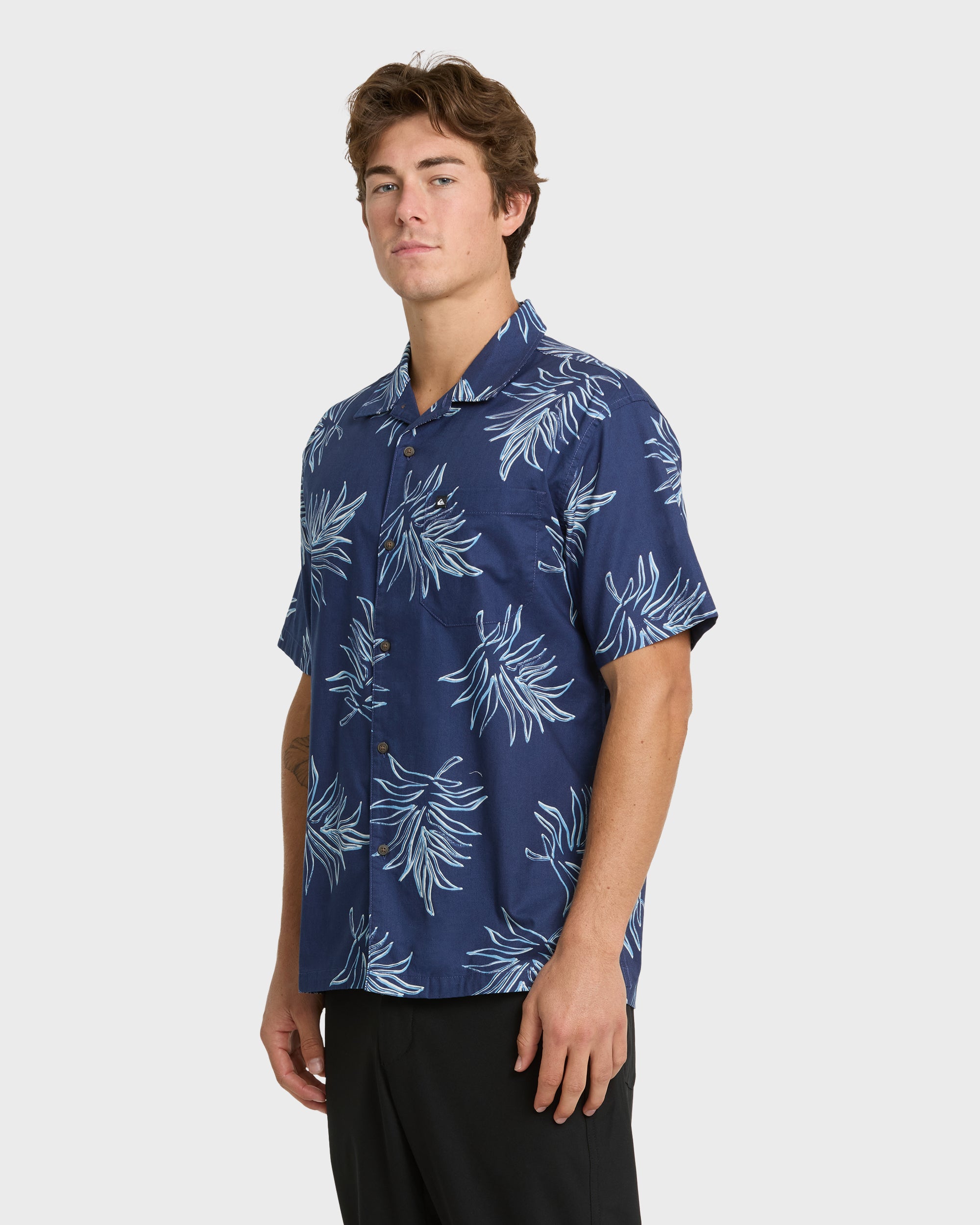 Island Palms Casual Short Sleeve Shirt - Navy - Image 4