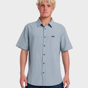 Oxford Stripe Classic Short Sleeve Shirt - Ashley Blue