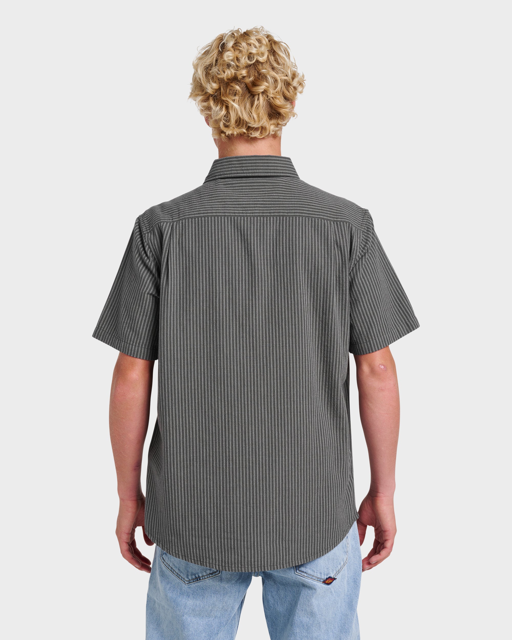 Oxford Stripe Classic Short Sleeve Shirt - Phantom - Image 2