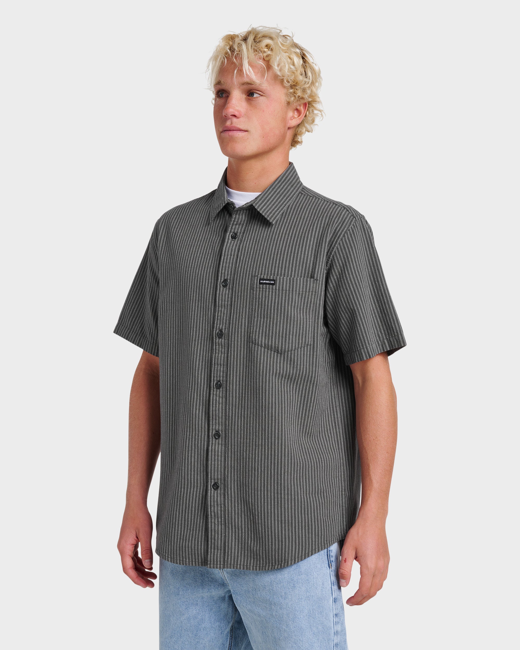 Oxford Stripe Classic Short Sleeve Shirt - Phantom - Image 3
