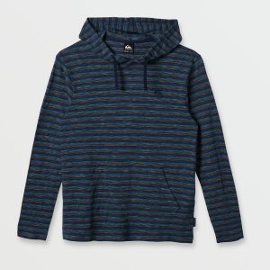Slub Stripe Hooded Top - Navy