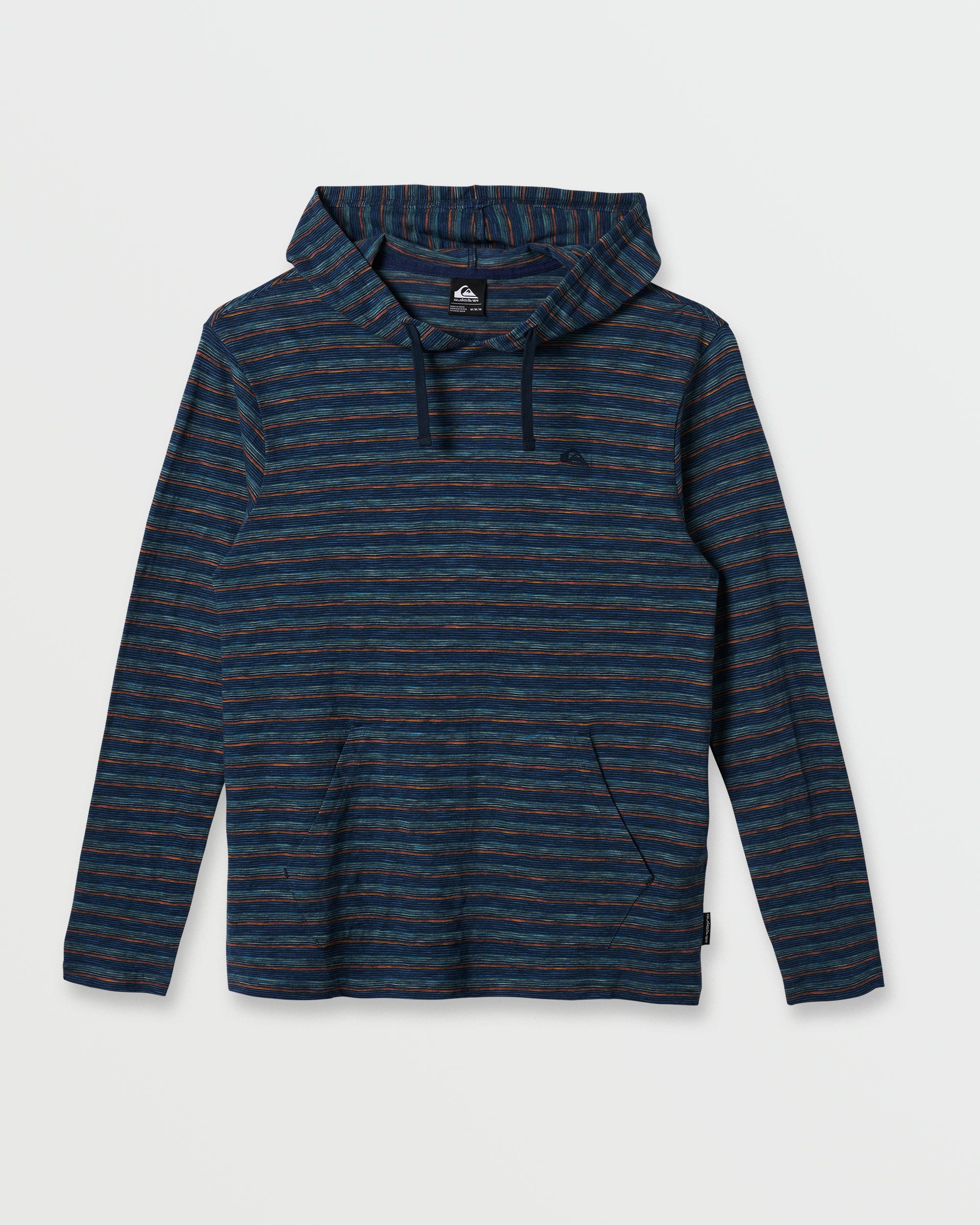 Slub Stripe Hooded Top - Navy