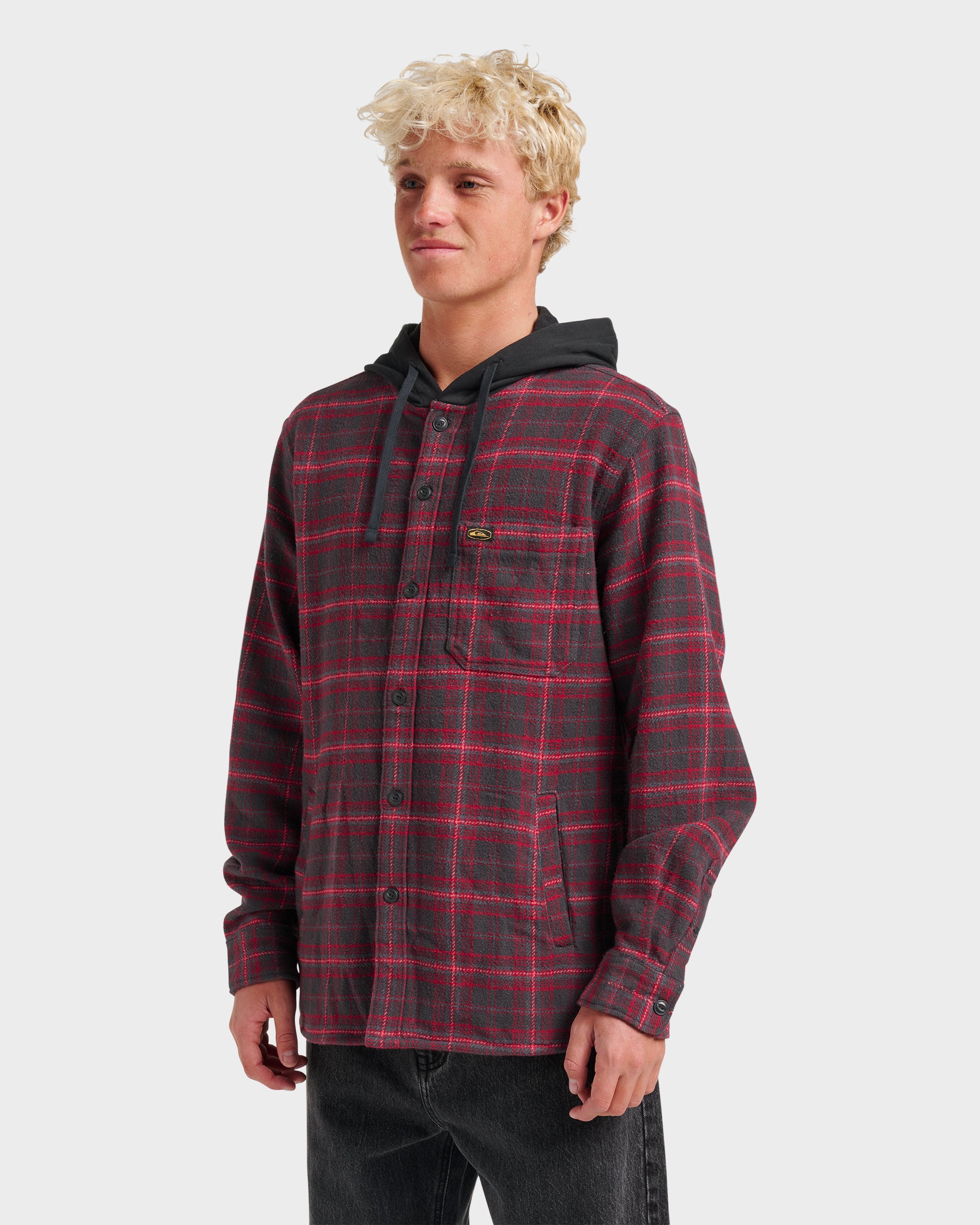 Sandbar Hooded Flannel Shirt - Black - Image 3