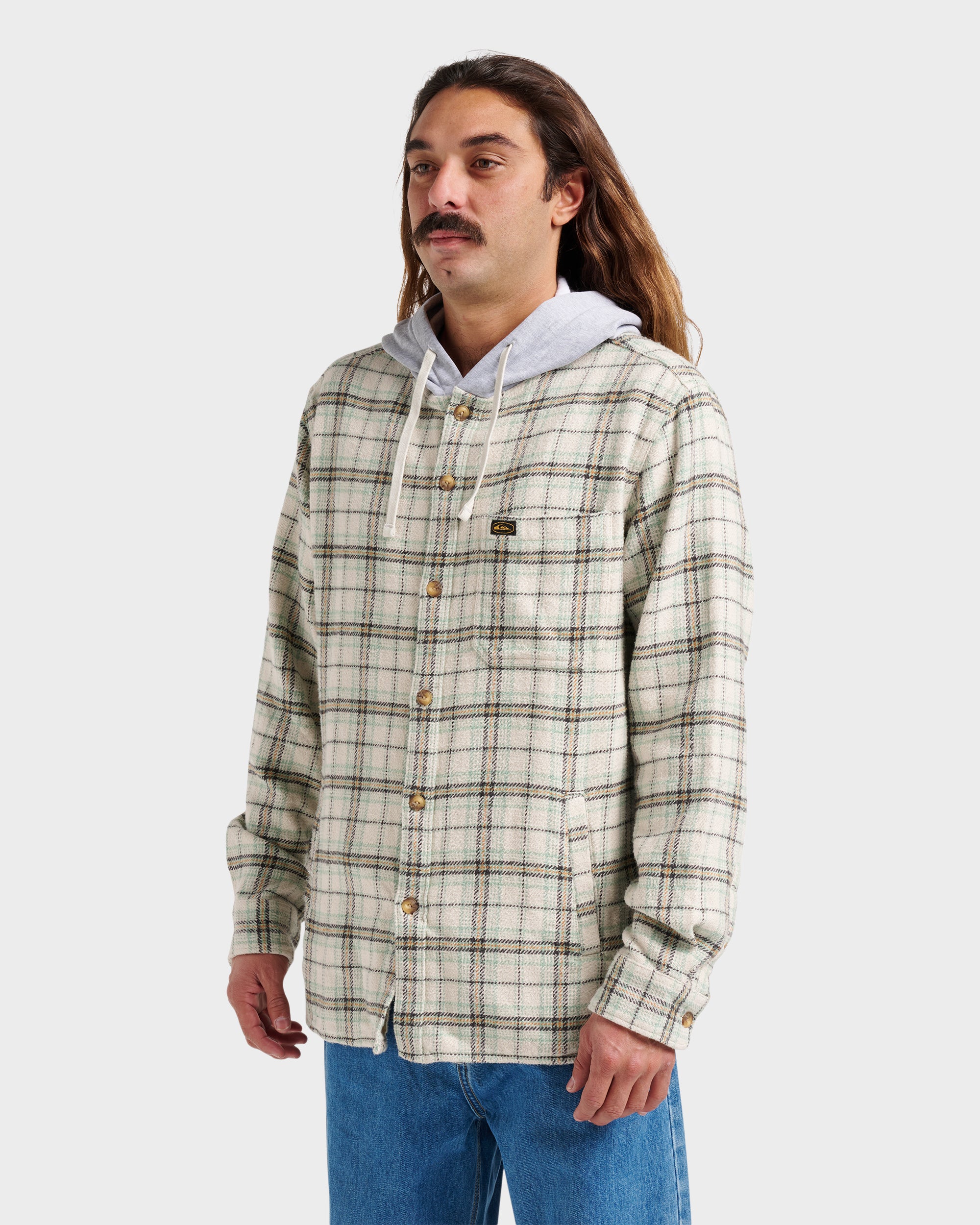 Sandbar Hooded Flannel Shirt - Silver Birch - Image 3
