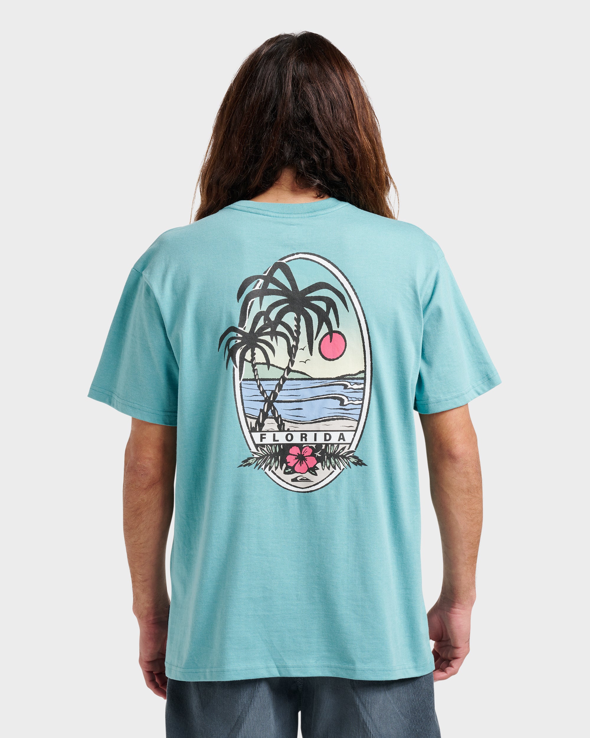 Fl Florida Lookout Point Classic T-shirt - Dusty Turquoise Heather - Image 2