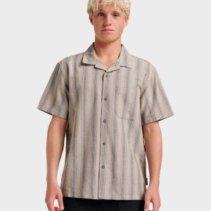 Oxford Stripe Casual Short Sleeve Shirt - Fallen Rock
