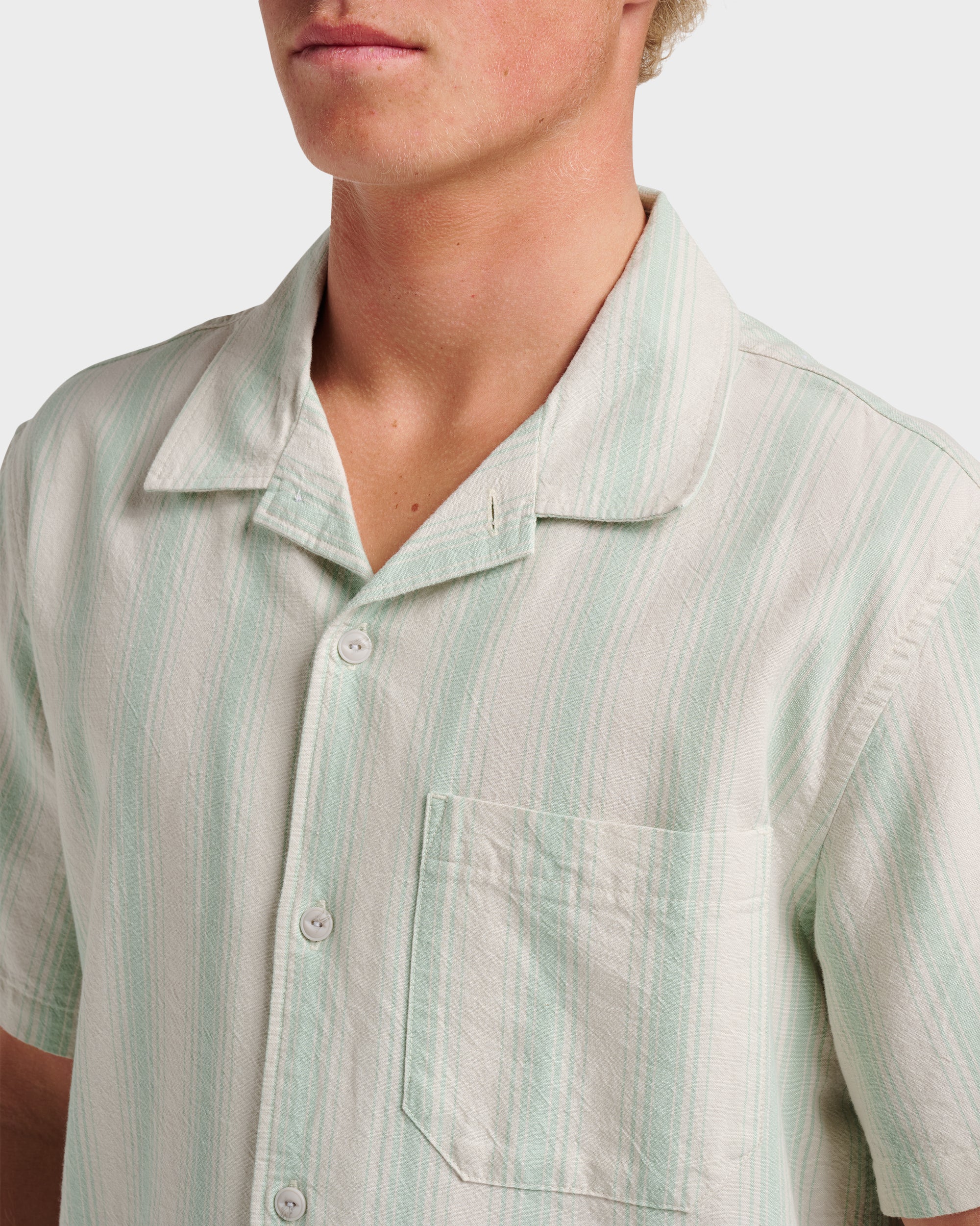 Oxford Stripe Casual Short Sleeve Shirt - Moonstruck - Image 4