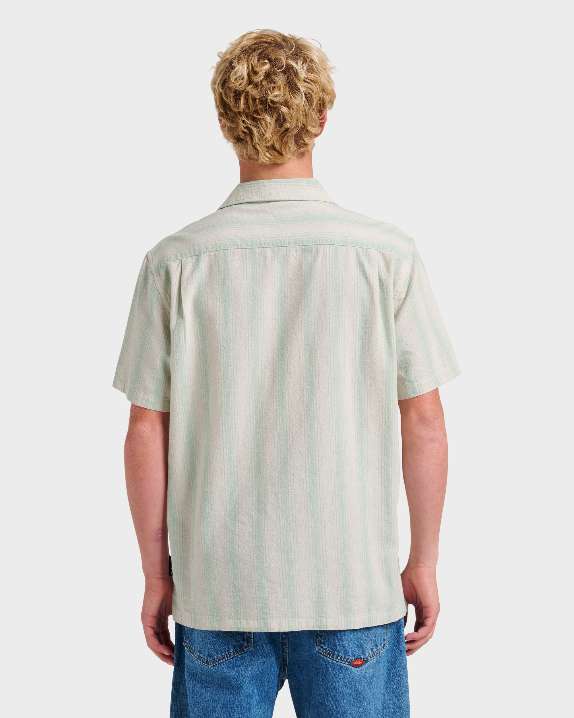 Oxford Stripe Casual Short Sleeve Shirt - Moonstruck - Image 2