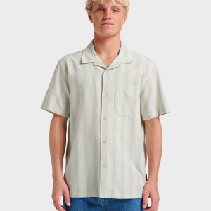 Oxford Stripe Casual Short Sleeve Shirt - Moonstruck