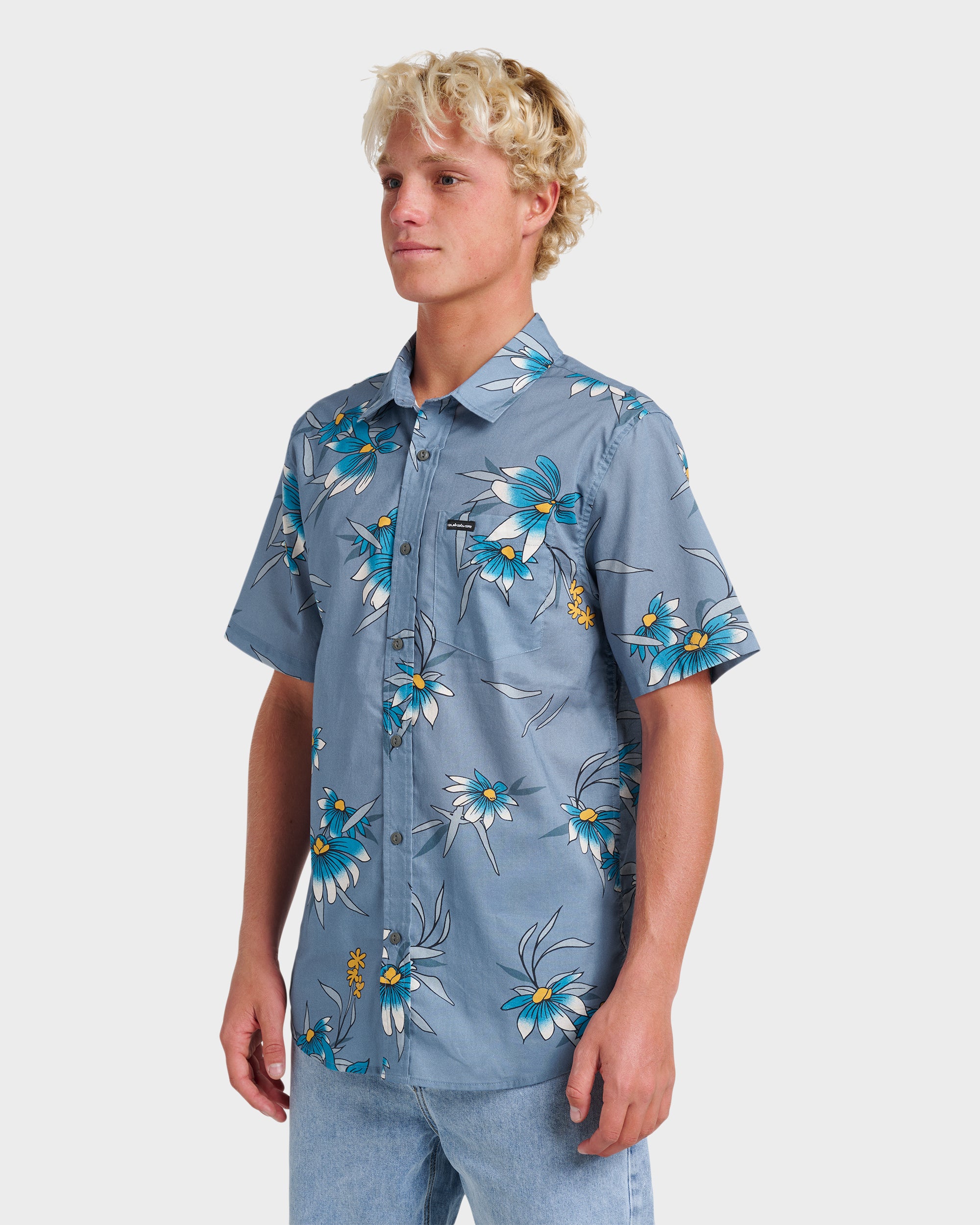 Costal Flora Classic Short Sleeve Shirt - Coronet Blue - Image 3